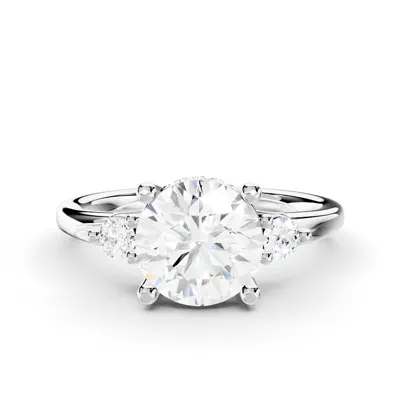 Stacy Petite Three-Stone Hidden Halo Lab Engagement Ring