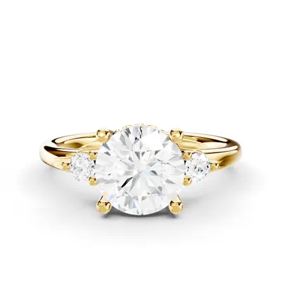 Stacy Petite Three-Stone Hidden Halo Lab Engagement Ring