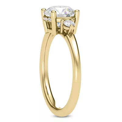Stacy Petite Three-Stone Hidden Halo Engagement Ring
