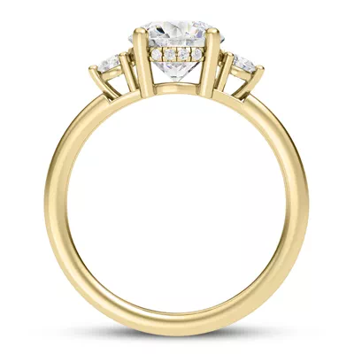 Stacy Petite Three-Stone Hidden Halo Engagement Ring