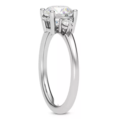 Stacy Petite Three-Stone Hidden Halo Engagement Ring