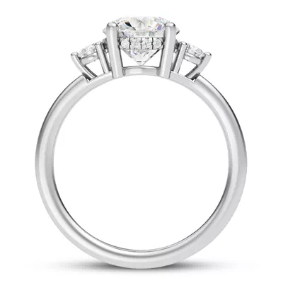 Stacy Petite Three-Stone Hidden Halo Engagement Ring