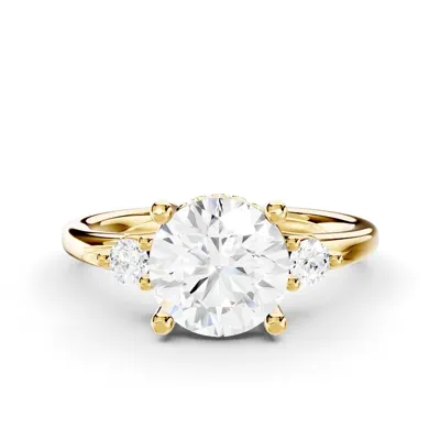 Stacy Petite Three-Stone Hidden Halo Lab Engagement Ring