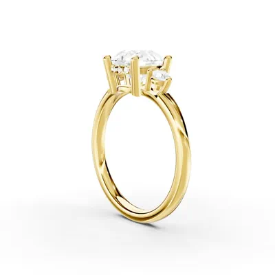 Stacy Petite Three-Stone Hidden Halo Lab Engagement Ring