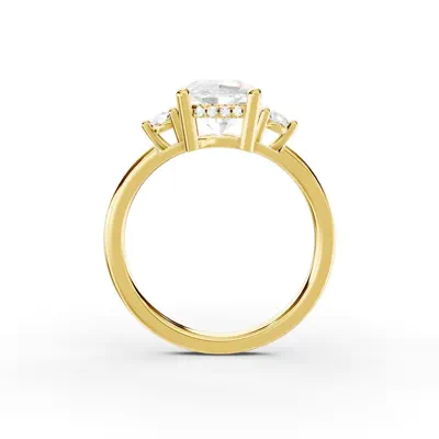 Stacy Petite Three-Stone Hidden Halo Lab Engagement Ring