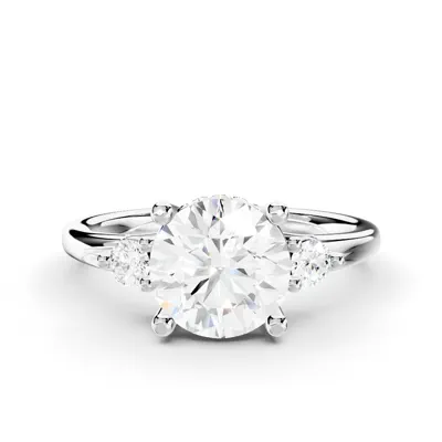 Stacy Petite Three-Stone Hidden Halo Lab Engagement Ring