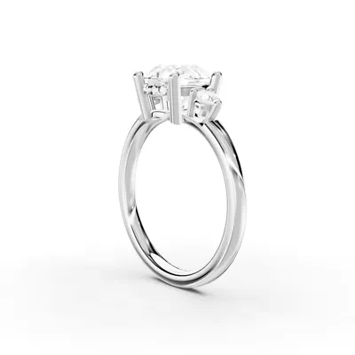 Stacy Petite Three-Stone Hidden Halo Lab Engagement Ring