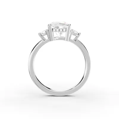 Stacy Petite Three-Stone Hidden Halo Lab Engagement Ring