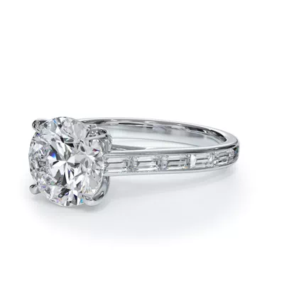 Bellora Channel-Set Lab Baguette Cathedral Engagement Ring
