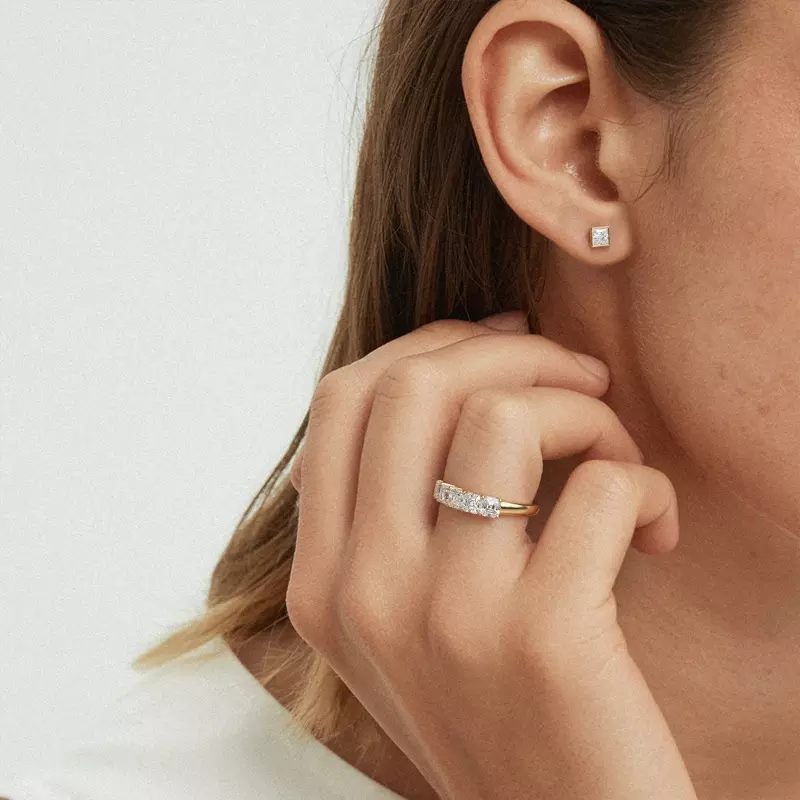 18K White Gold Asscher Cut Lab Diamond 5 Stone Ring (1.50 ct. tw.)