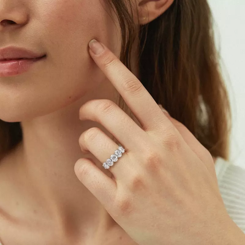 14K White Gold Oval Cut Lab Diamond 5 Stone Ring (2.00 ct. tw.)