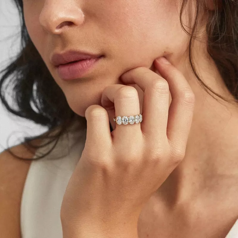 14K White Gold Oval Cut Lab Diamond 5 Stone Ring (2.50 ct. tw.)
