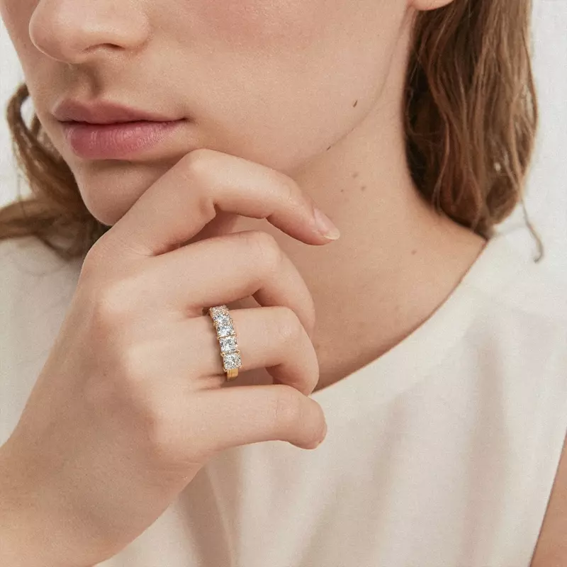 14K Rose Gold Princess Cut Lab Diamond 5 Stone Ring (2.50 ct. tw.)