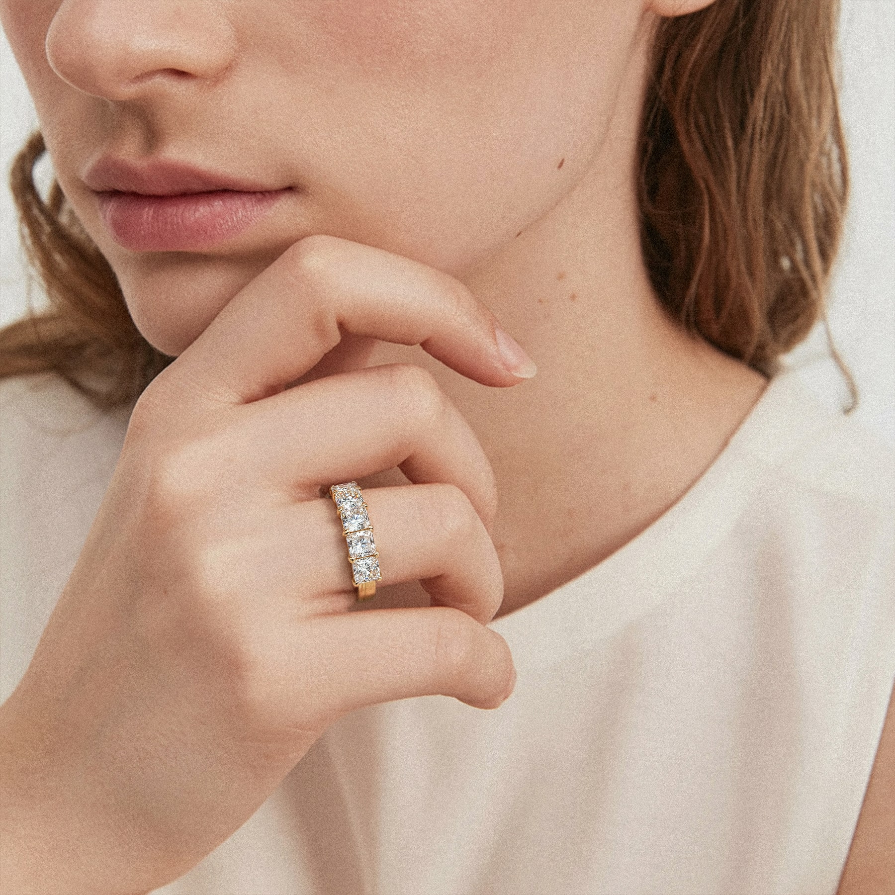 14K Rose Gold Princess Cut Diamond 5 Stone Ring (2.50 ct. tw.)