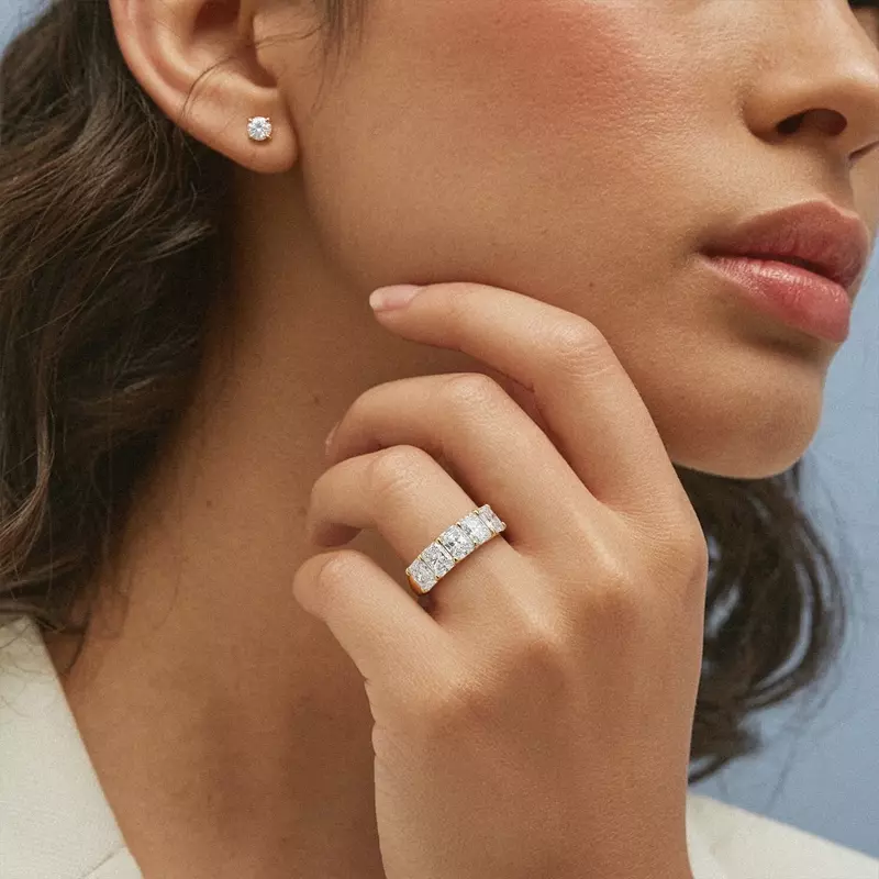 14K Rose Gold Radiant Cut Lab Diamond 5 Stone Ring (2.50 ct. tw.)