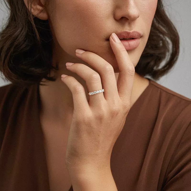 18K Rose Gold Cushion Cut Lab Diamond 7 Stone Ring (1.00 ct. tw.)