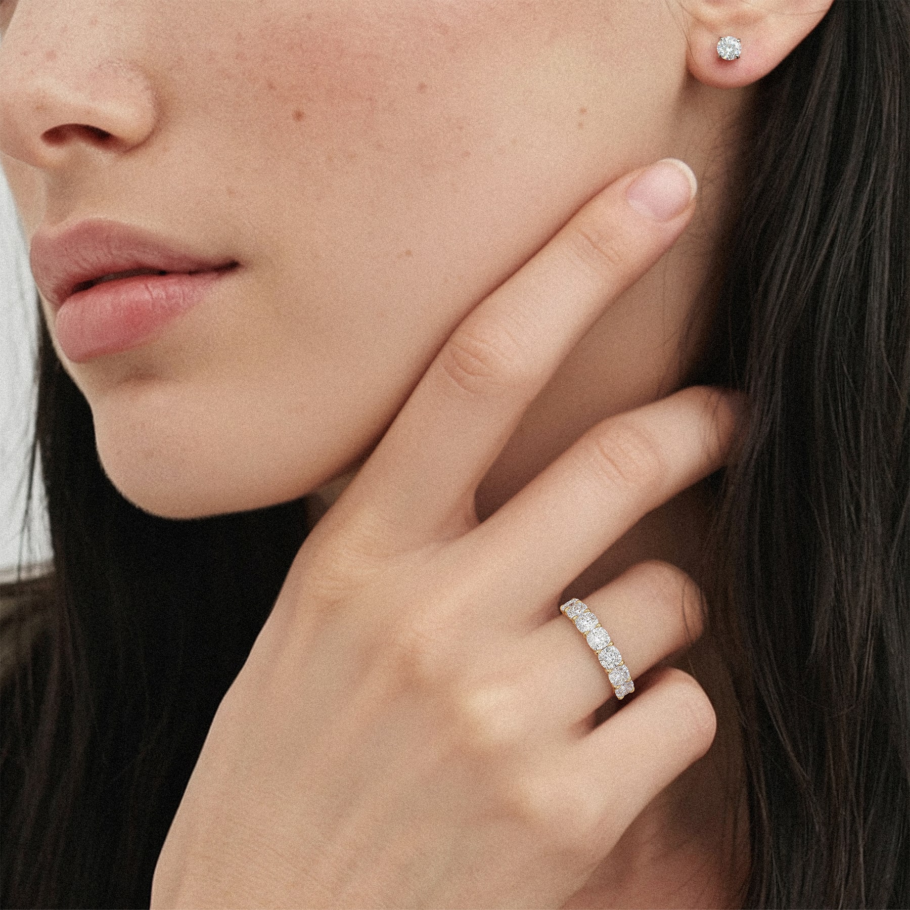 18K Rose Gold Cushion Cut Lab Diamond 7 Stone Ring (2.00 ct. tw.)