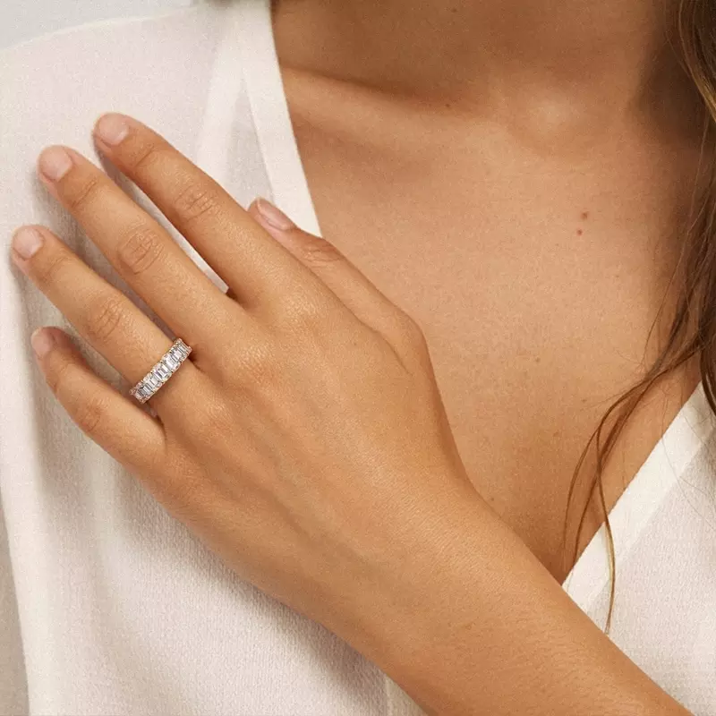 18K Rose Gold Emerald Cut Lab Diamond 7 Stone Ring (2.00 ct. tw.)