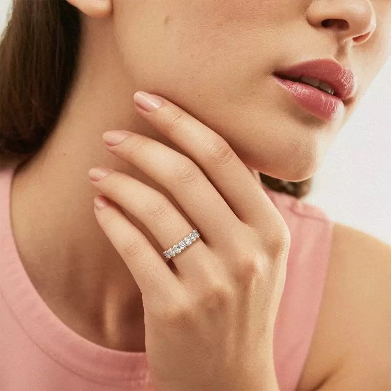 14K White Gold Oval Cut Lab Diamond 7 Stone Ring (1.00 ct. tw.)