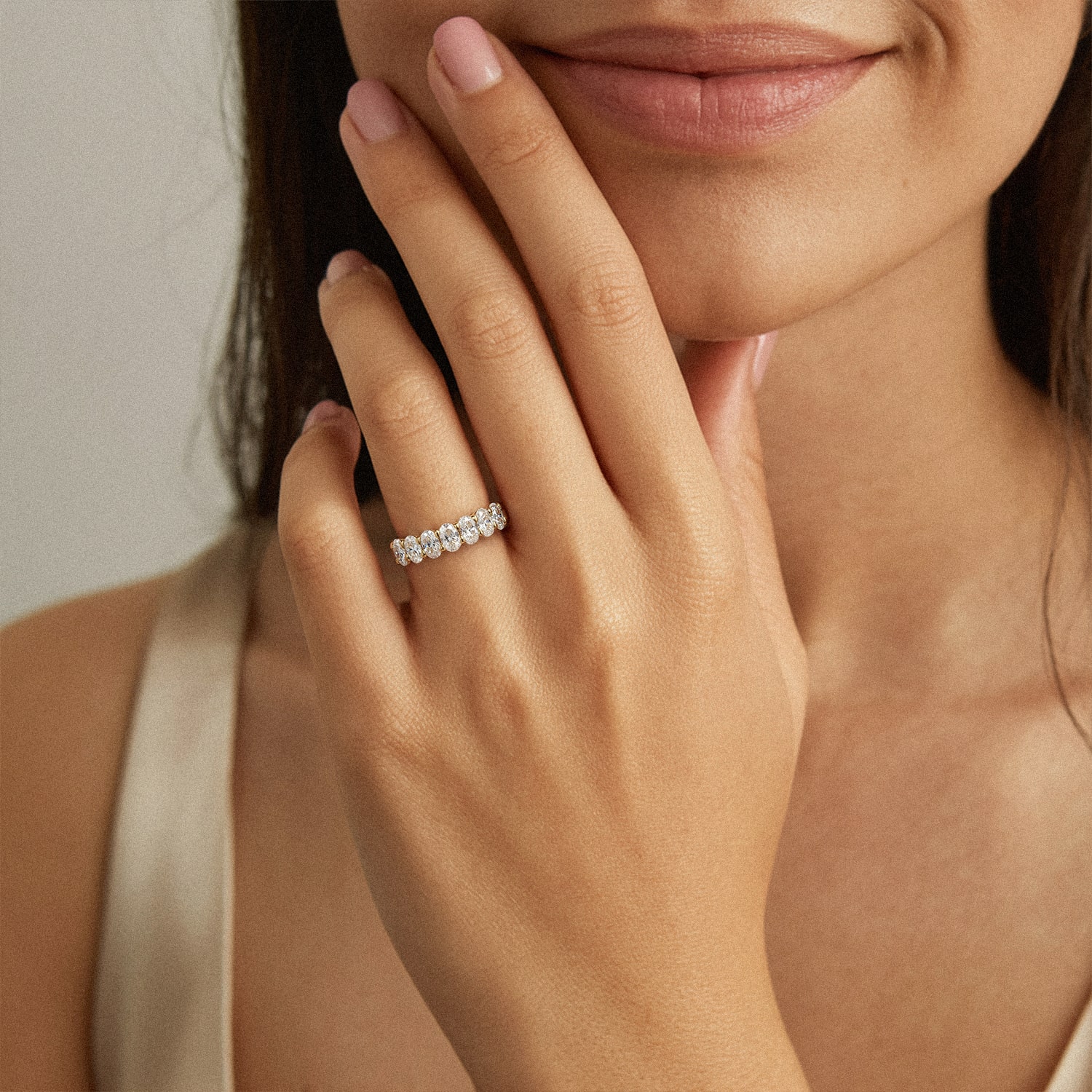 18K Rose Gold Oval Cut Diamond 7 Stone Ring (1.50 ct. tw.)
