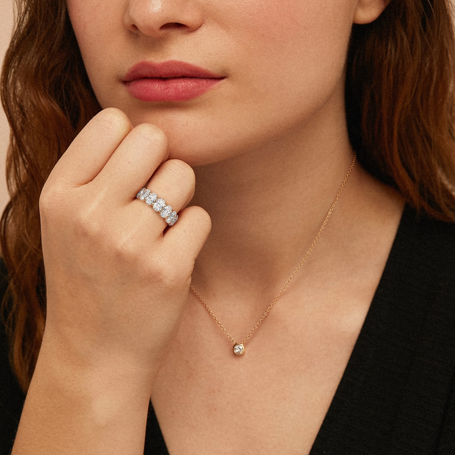 18K Rose Gold Oval Cut Diamond 7 Stone Ring (3.50 ct. tw.)