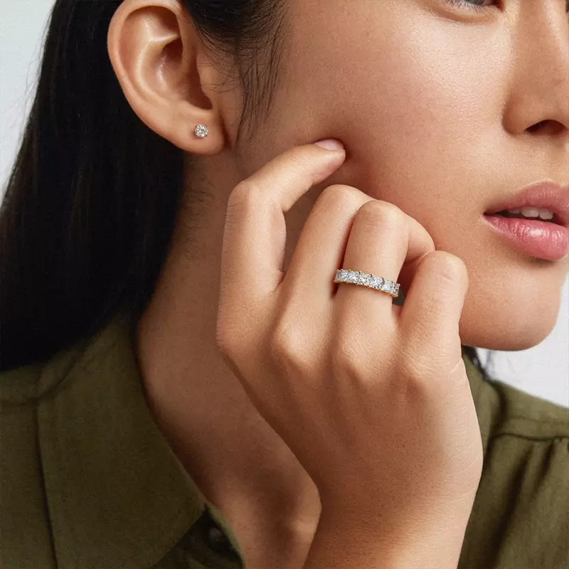 14K White Gold Princess Cut Lab Diamond 7 Stone Ring (1.50 ct. tw.)