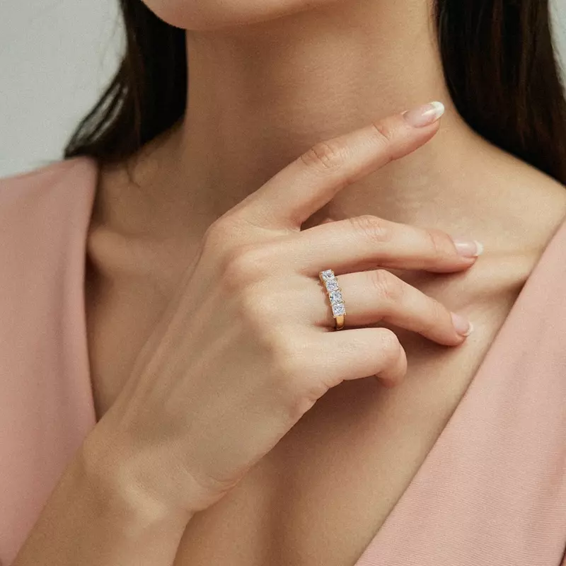 18K Rose Gold Princess Cut Lab Diamond 7 Stone Ring (3.00 ct. tw.)