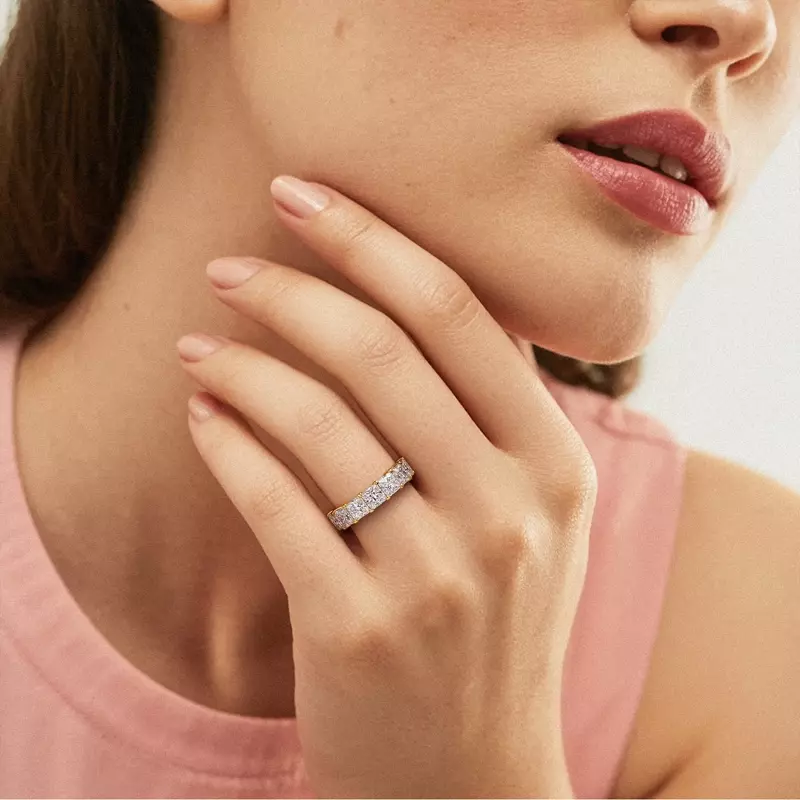 18K Yellow Gold Princess Cut Lab Diamond 7 Stone Ring (3.50 ct. tw.)