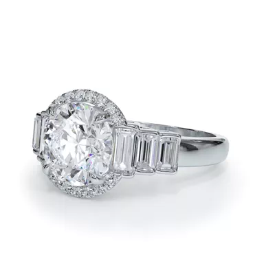 Brillara Graduated Lab Baguette Engagement Ring