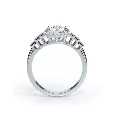 Brillara Graduated Lab Baguette Engagement Ring