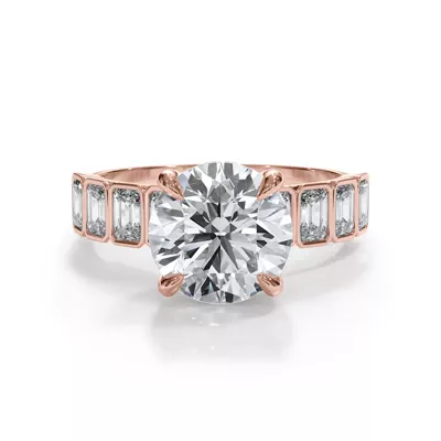 Bellora Lab Emerald-Cut Bezel Hidden Halo Engagement Ring