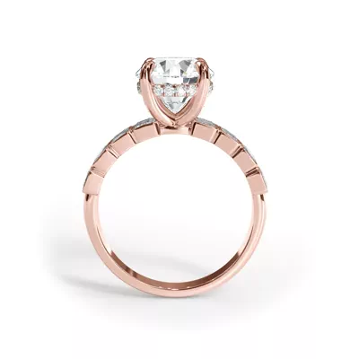 Bellora Lab Emerald-Cut Bezel Hidden Halo Engagement Ring