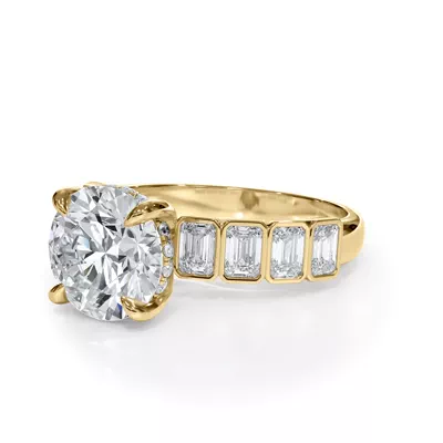 Bellora Emerald-Cut Bezel Hidden Halo Engagement Ring