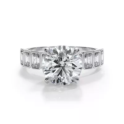 Bellora Emerald-Cut Bezel Hidden Halo Engagement Ring