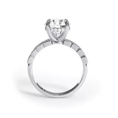 Bellora Emerald-Cut Bezel Hidden Halo Engagement Ring