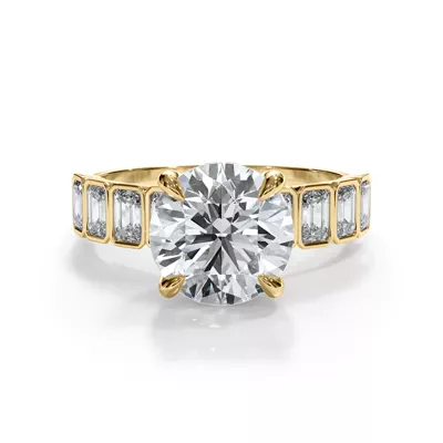 Bellora Lab Emerald-Cut Bezel Hidden Halo Engagement Ring