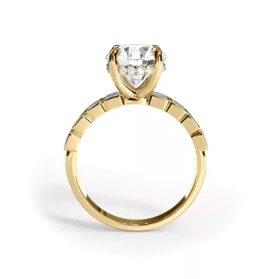 Bellora Lab Emerald-Cut Bezel Hidden Halo Engagement Ring