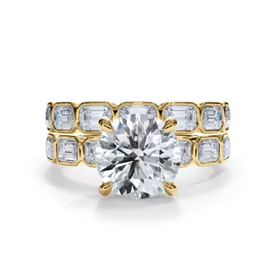 Bellora East-West Emerald-Cut Lab Bezel Band