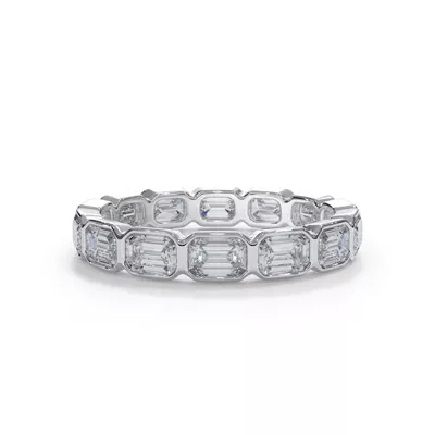 Bellora East-West Emerald-Cut Diamond Bezel Band