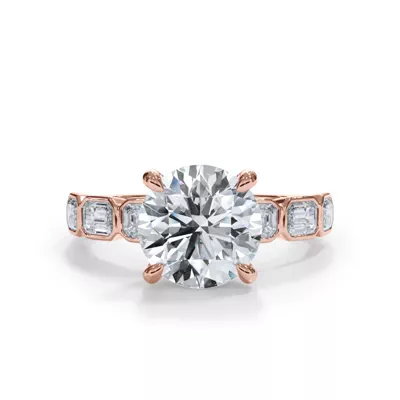 Bellora East-West Emerald-Cut Diamond Bezel Engagement Ring