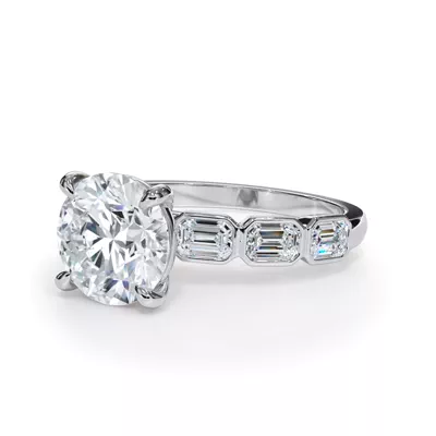 Bellora East-West Emerald-Cut Diamond Bezel Engagement Ring