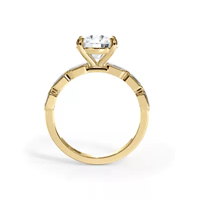 Bellora East-West Emerald-Cut Lab Bezel Engagement Ring