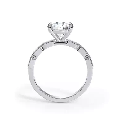 Bellora East-West Emerald-Cut Diamond Bezel Engagement Ring