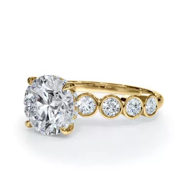 Bellora Round Diamond Bezel Hidden Halo Engagement Ring