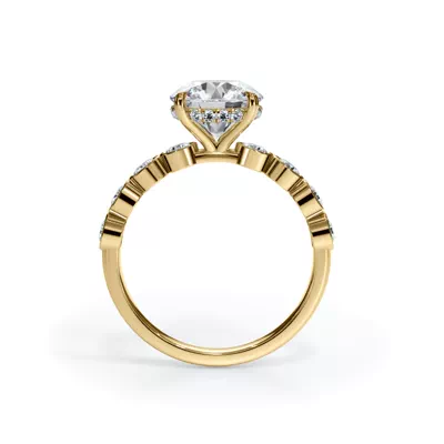 Bellora Round Diamond Bezel Hidden Halo Engagement Ring