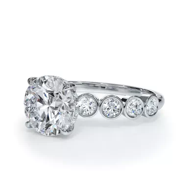 Bellora Round Diamond Bezel Hidden Halo Engagement Ring