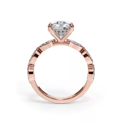 Bellora Lab Marquise Bezel Hidden Halo Engagement Ring