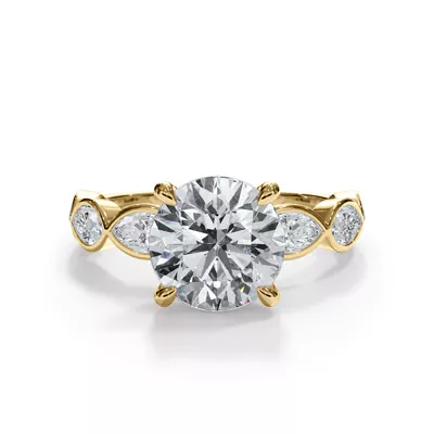 Bellora Lab Marquise Bezel Hidden Halo Engagement Ring