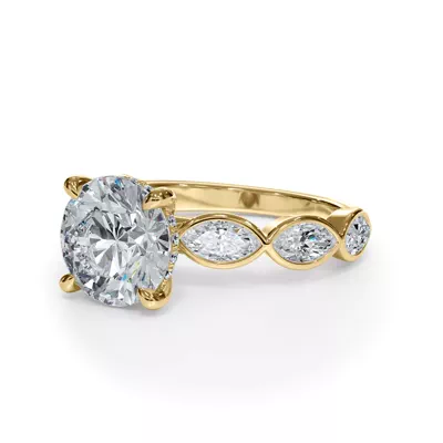 Bellora Lab Marquise Bezel Hidden Halo Engagement Ring