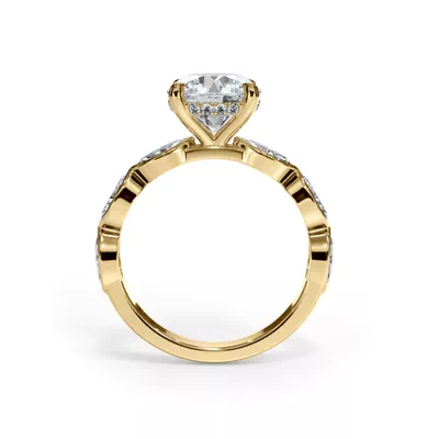 Bellora Lab Marquise Bezel Hidden Halo Engagement Ring
